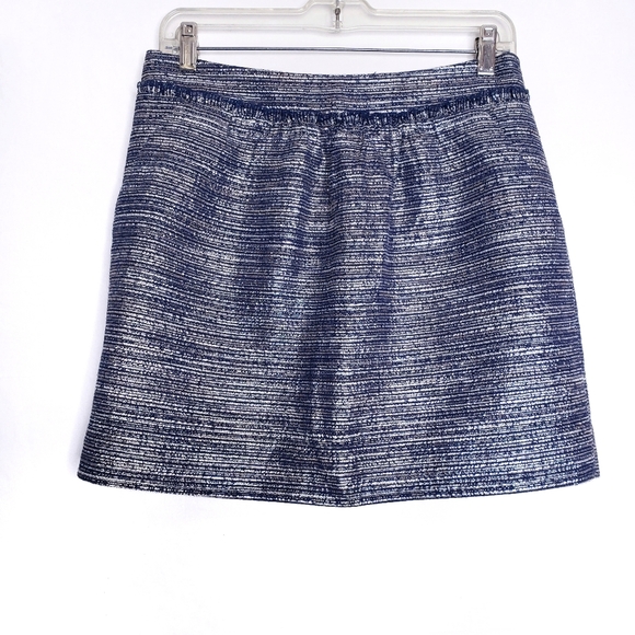 Gap Navy Blue Gray Metallic Textured Mini Skirt With Pockets Women's Size 4 - Picture 1 of 9